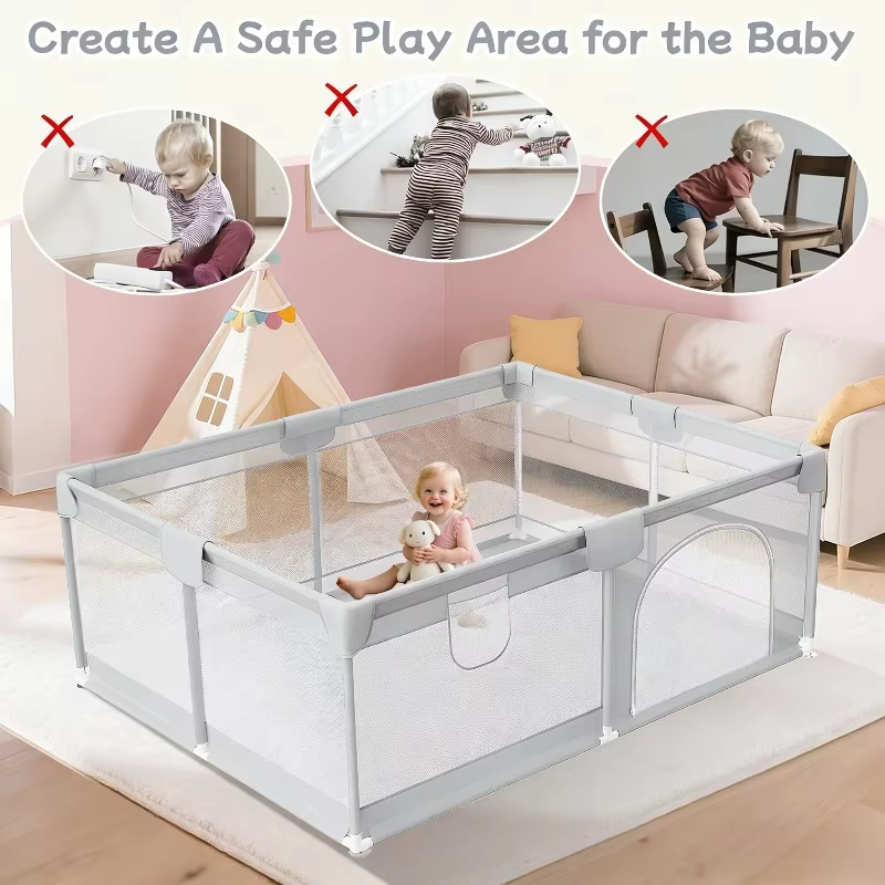 Parc de jeux IMBABY pour bébés et tout-petits, enclos de jeu anti-chute pour intérieur et extérieur,