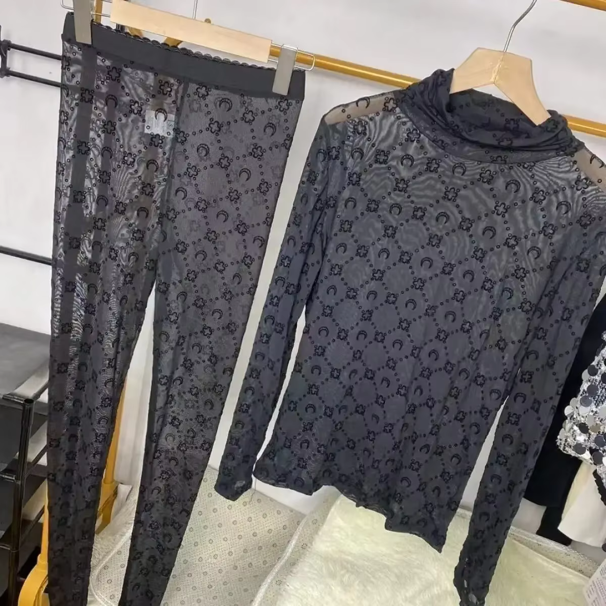Ensemble deux pièces chemise à manches longues et pantalon pour femme, style coréen rétro, imprimé v