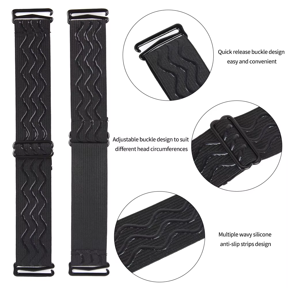 Bande artificiel astique Noire en Silicone pour Perruques, Sangle Réglable, Antidérapante, 3cm de La