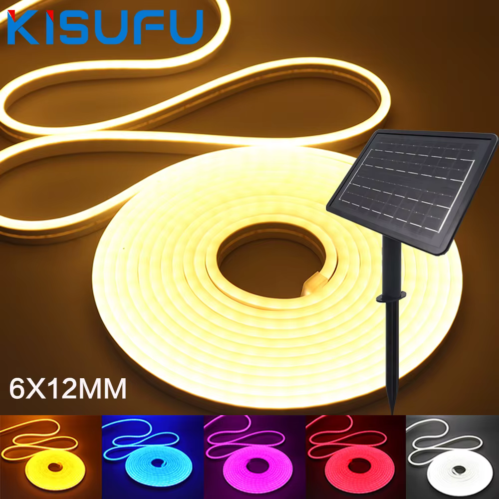 DC24V Solaire LED Néon Bande Lumineuse Étanche Blanc Chaud Bleu Rouge Rose 6x12mm 2835 120LED s/m Fl