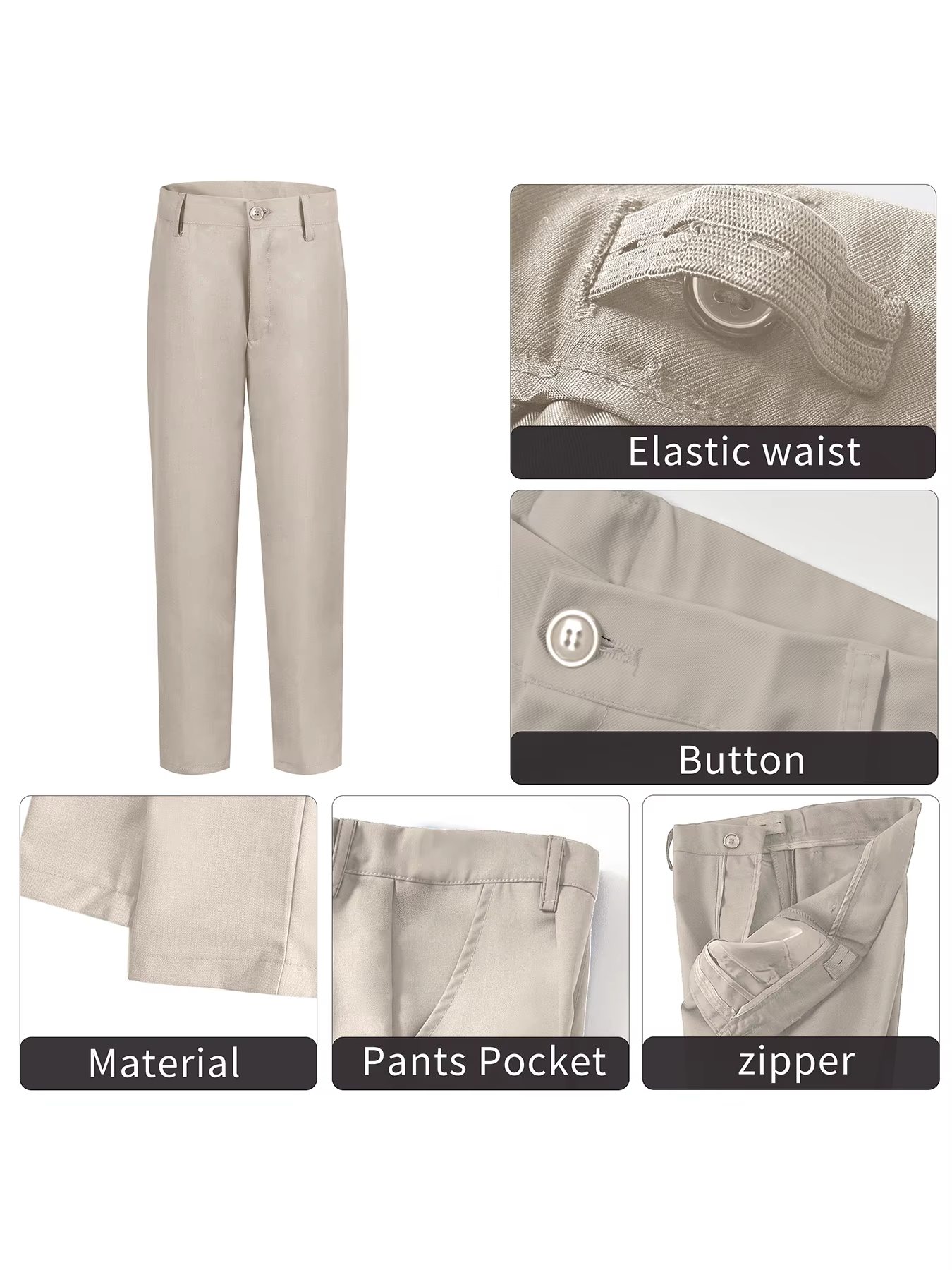 Costume 5 pièces pour garçons : veste, gilet, pantalon, chemise, cravate – Idéal pour mariage, anniv