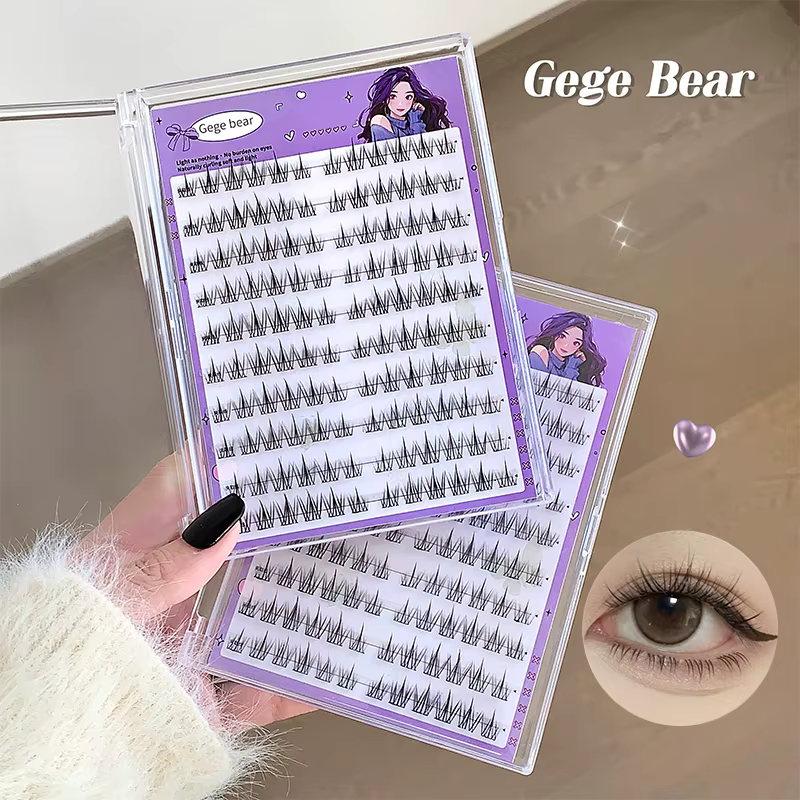 Gegebear grande capacité sans colle faux cils tournesol naturel épais C Curling cils segmentés adapt