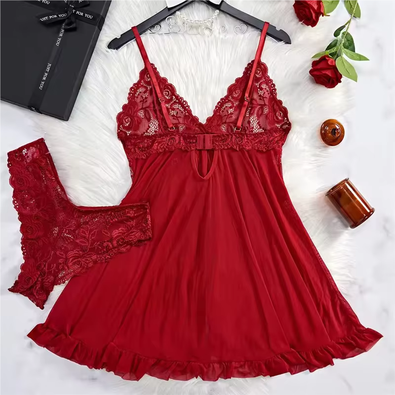 5 tailles choisir M L XL 2XL pyjamas ensembles fronde transparente Lingerie Sexy sous-vêtements pour