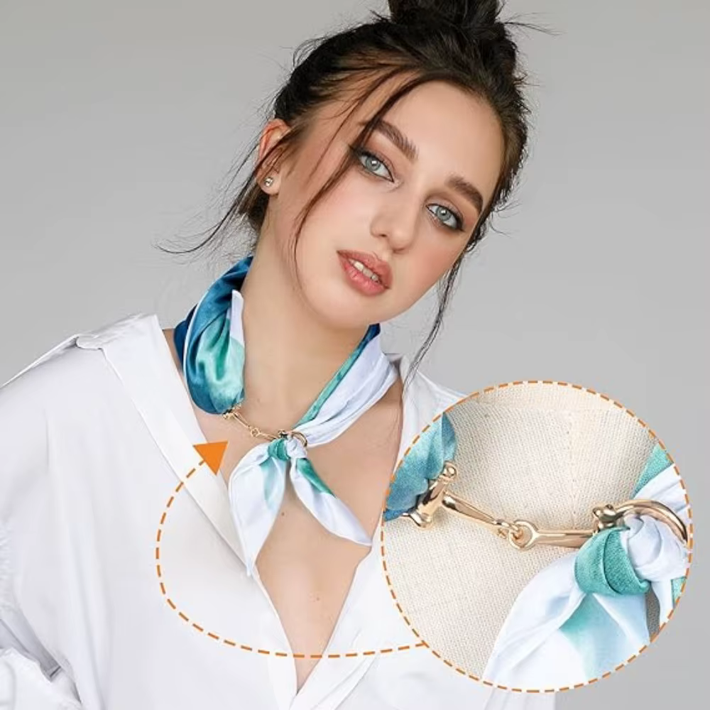 Boucle universelle pour écharpe en fer à cheval, 2 pièces, multi-usages, en métal, coins simples et 