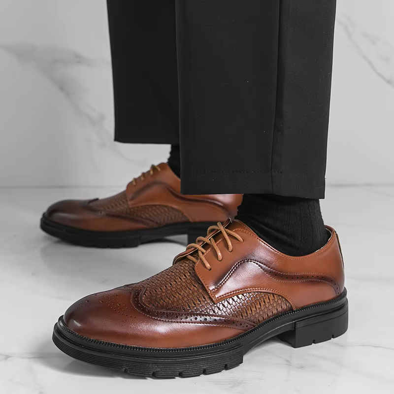 Chaussures habillées classiques en cuir pour hommes, chaussures d'affaires décontractées, brogues de