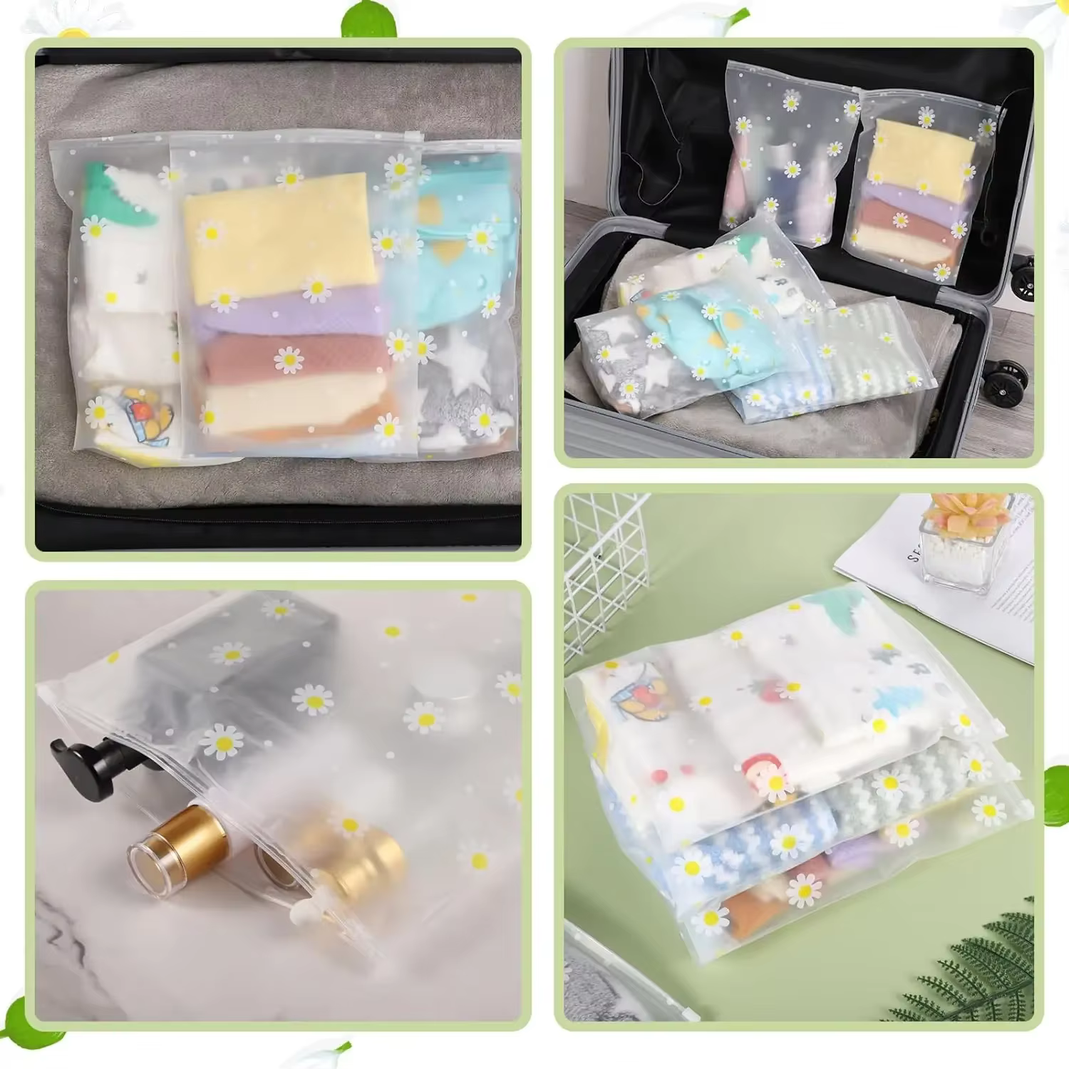 Sacs à fermeture éclair réutilisables, 5/10 pièces, sacs de rangement en plastique pour vêtements de