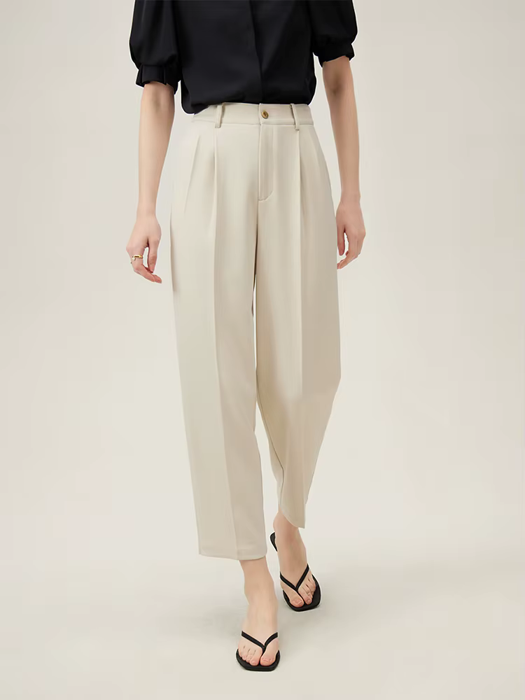 FSLE-Pantalon d'été taille haute pour femme, coupe courte, style décontracté, amincissant, fuselé, b