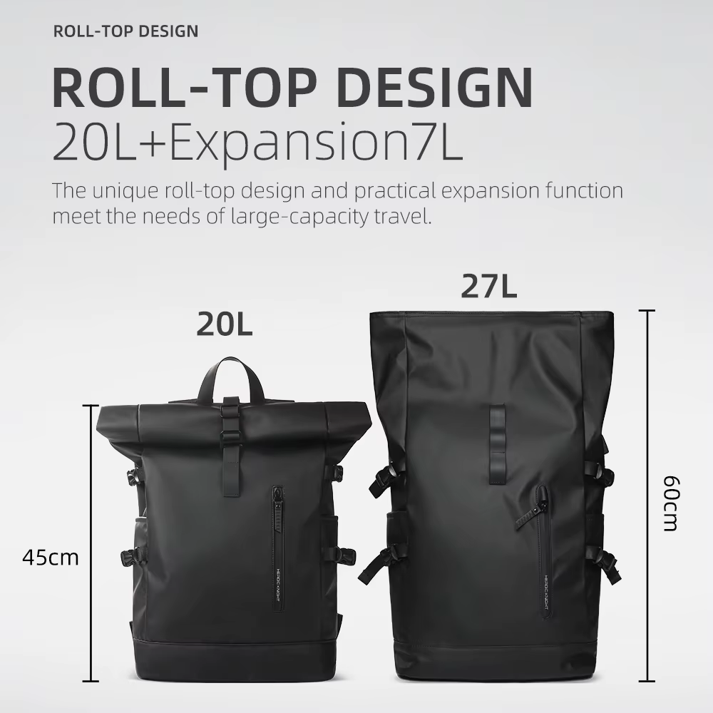 HK sac à dos de voyage extensible hommes grande capacité étanche 15.6 "sac pour ordinateur portable