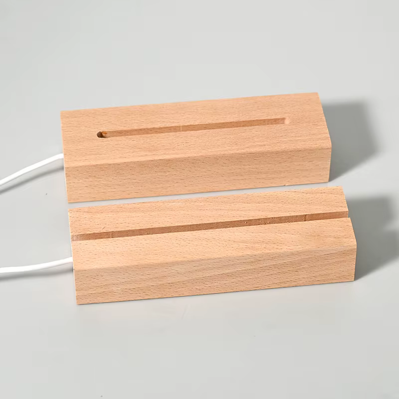 Présentoir de veilleuses 3D en bois à base de Led acrylique de 5mm, avec lumières Led, alimenté par