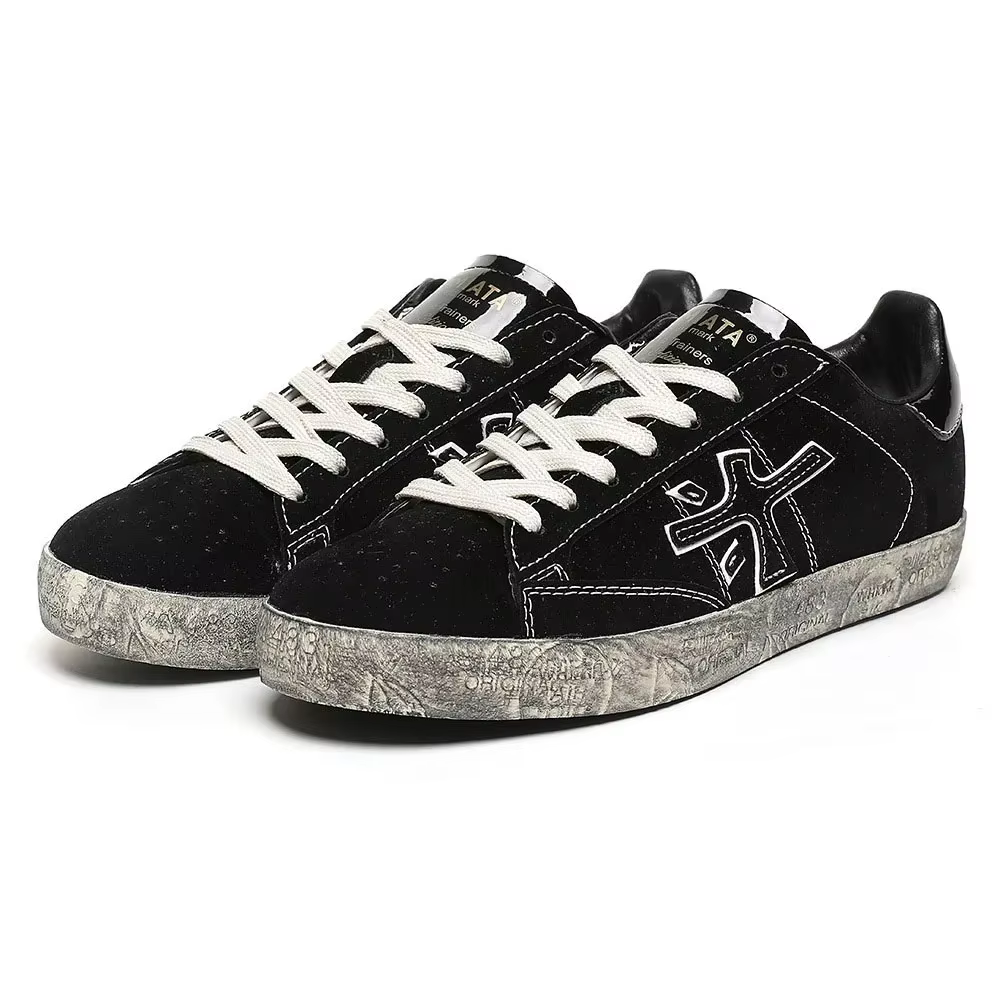 Chaussures d'été pour homme, en cuir véritable, à lacets, bout rond, respirantes, avec design patchw