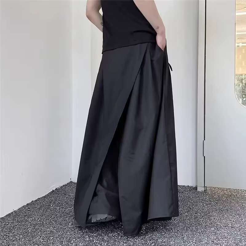 Pantalon superposé japonais d'avant-garde pour hommes, jambes larges, Hakama Y2k, Streetwear esthéti