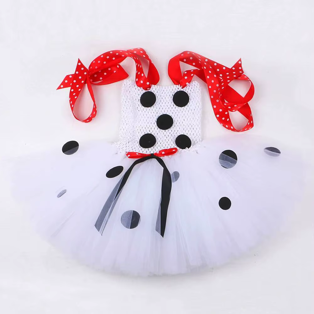 Costumes de chien dalmatien blanc pour bébés filles, robe Tutu de chiot tacheté pour enfants, tenue 