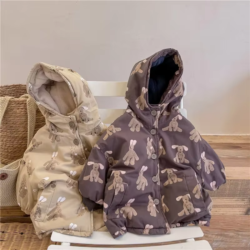 Manteau à capuche rembourré pour enfants de 1 à 7 ans, vêtements coréens pour bébé, veste d'hiver ch