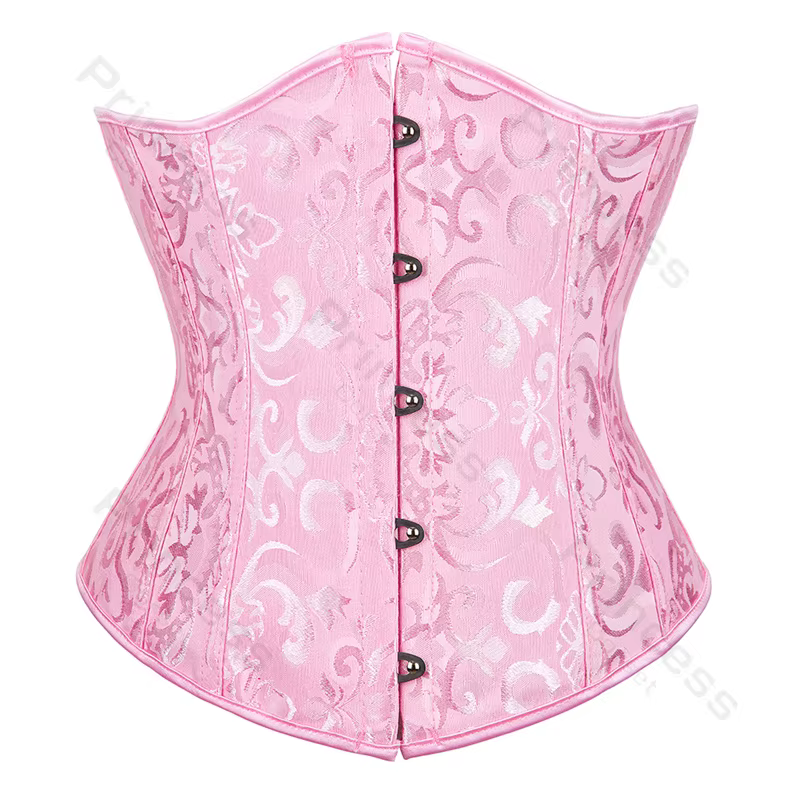 Corset victorien rose pour femme, haut bustier, surbuste, princesse, garniture en dentelle, costume 