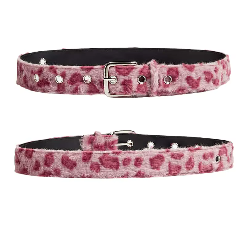 Ceinture en peluche rose pour femmes, tendance Y2k, accessoires pour jeans polyvalents, boucle ardil