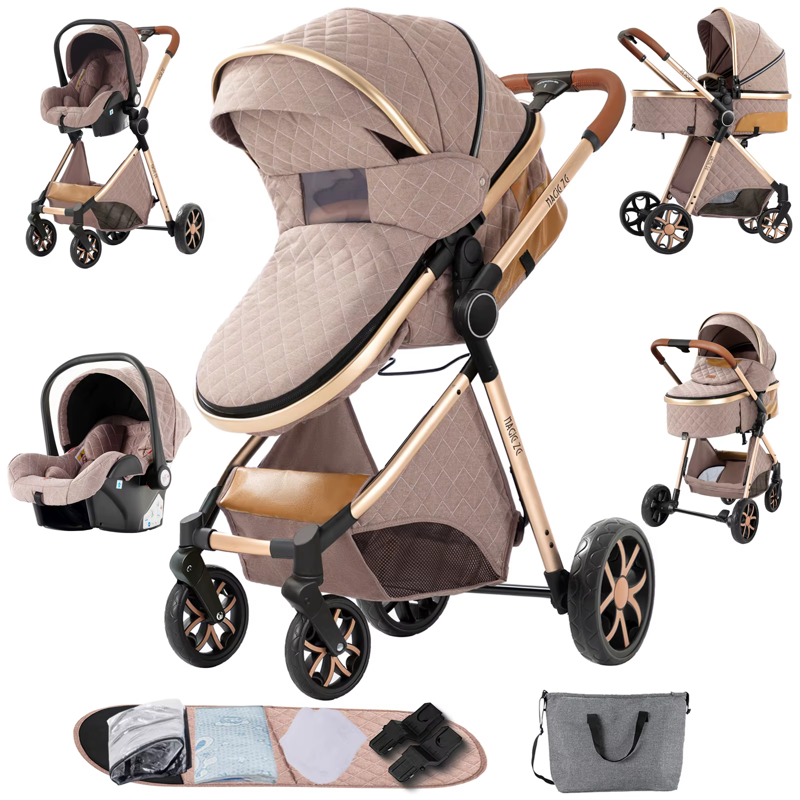 Warm 3 in 1 Baby Stroller with Car Seat Luxury Baby Pram High Landscape Infant Pushchair Lightweight