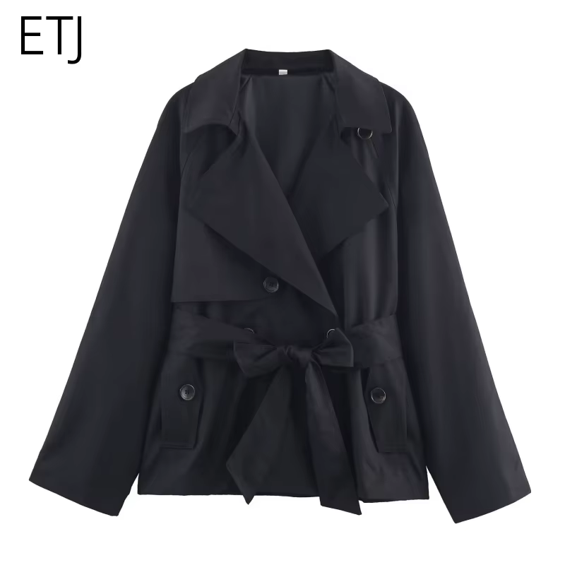 ETJ automne 2025 nouvelle collection femmes style britannique revers double boutonnage maillard coul