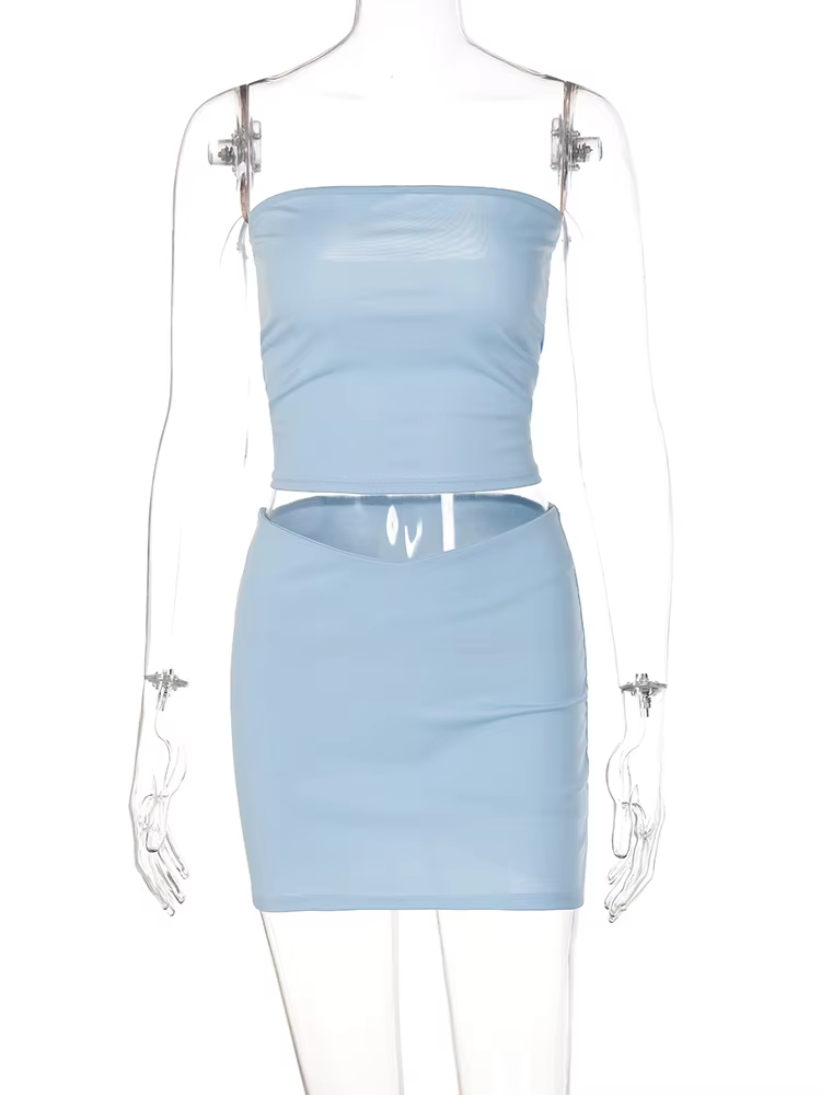 Dulzura femmes 2025 printemps bustiers Mini jupes Club de fête deux pièces ensembles assortis tenues