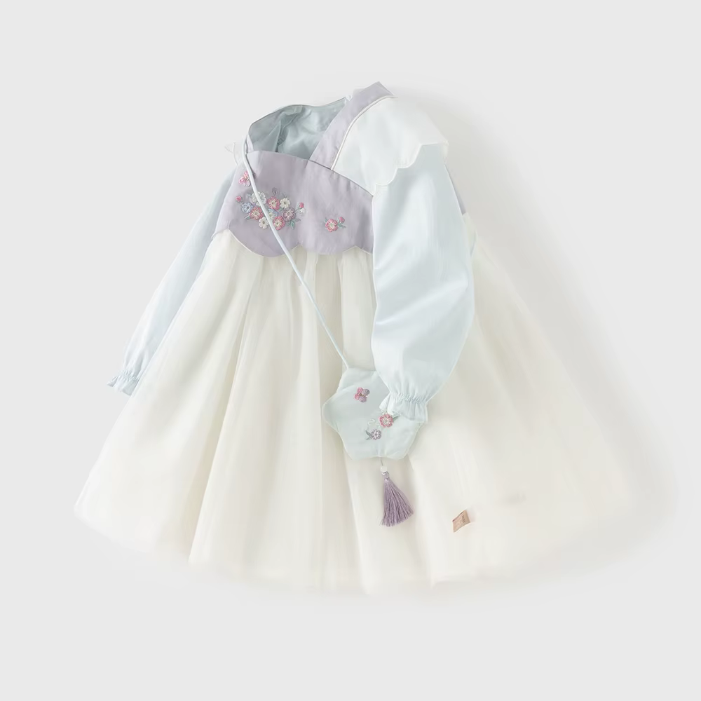 Dave Bella robe en maille pour filles printemps automne bébé charme robes d'extérieur Style chinois 