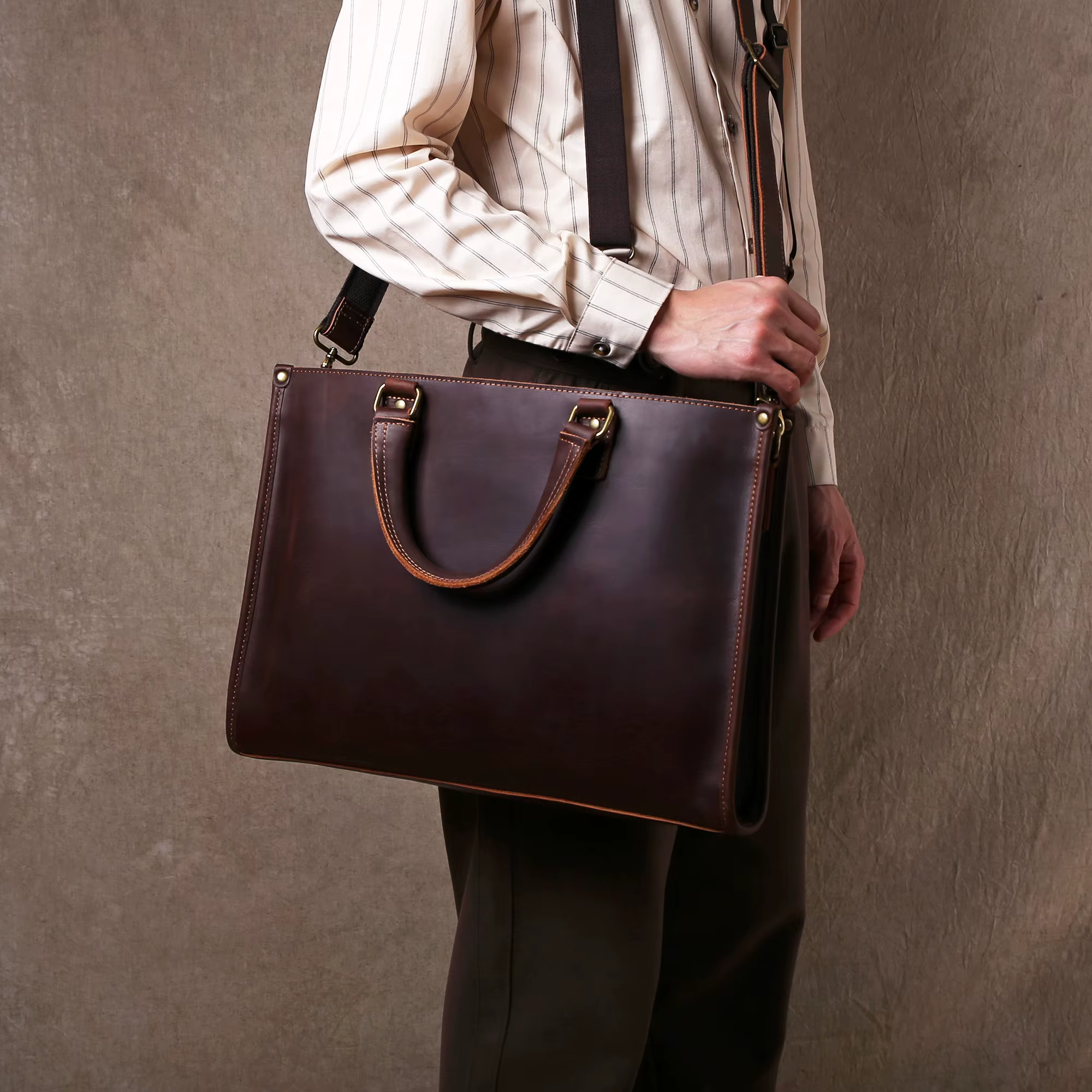 Baotou – sac à main en cuir pour hommes, Ultra-simple, de haute qualité, avec couche en cuir de vach