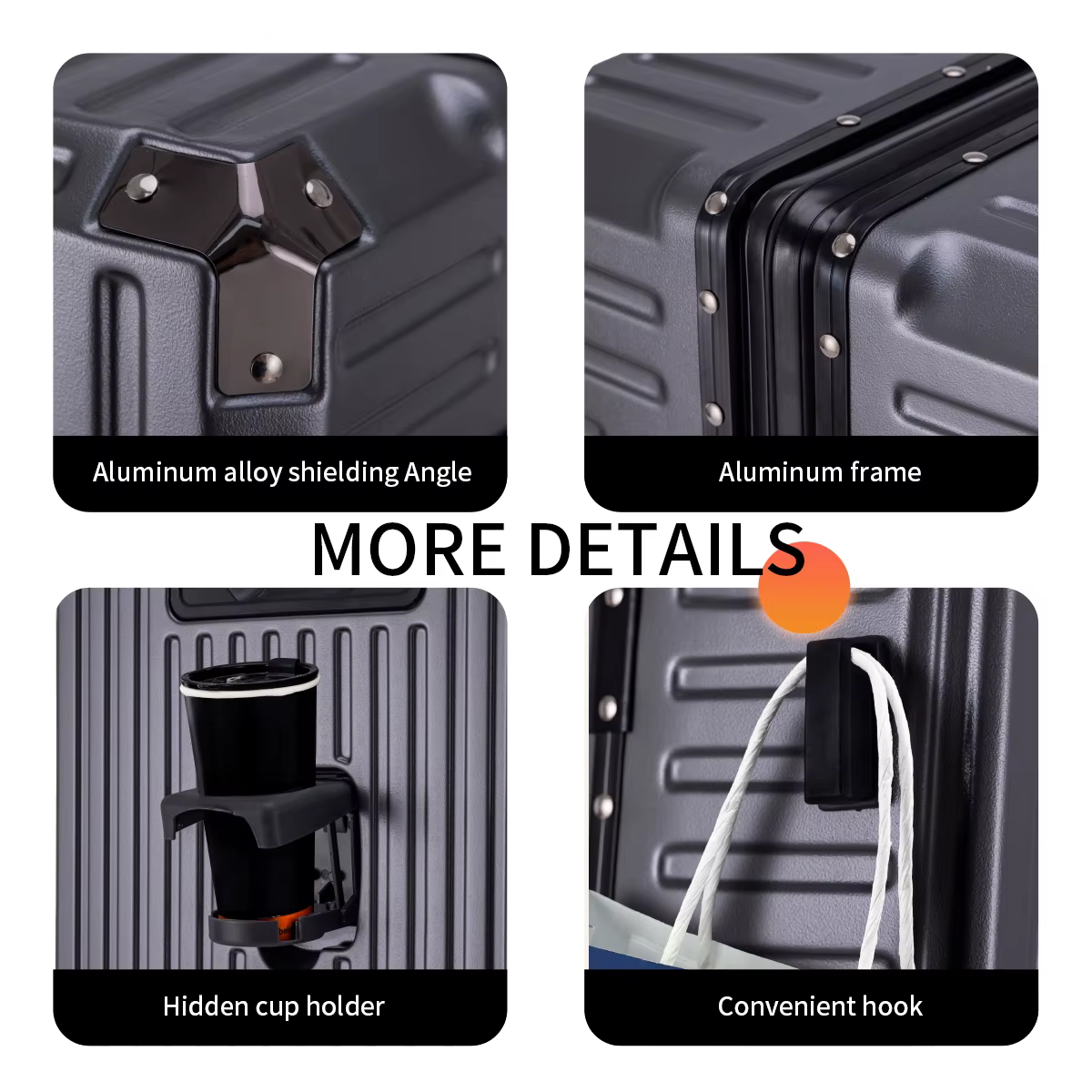 Valise à roulettes 20 24 26 28 pouces avec cadre en aluminium, valise de voyage USB à roulettes, ser