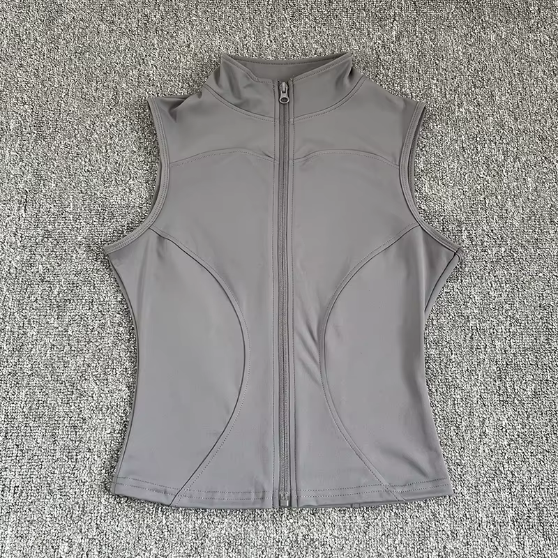 Haut de Sport sans manches pour femmes, coupe cintrée, séchage rapide, col montant élastique, vêteme