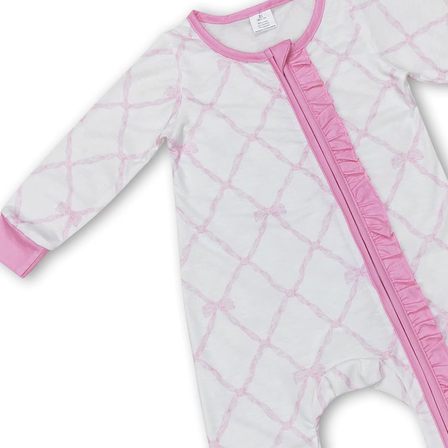 Combinaisons pour bébés filles en bambou avec nœuds roses, ensembles de vêtements de nuit en bambou 