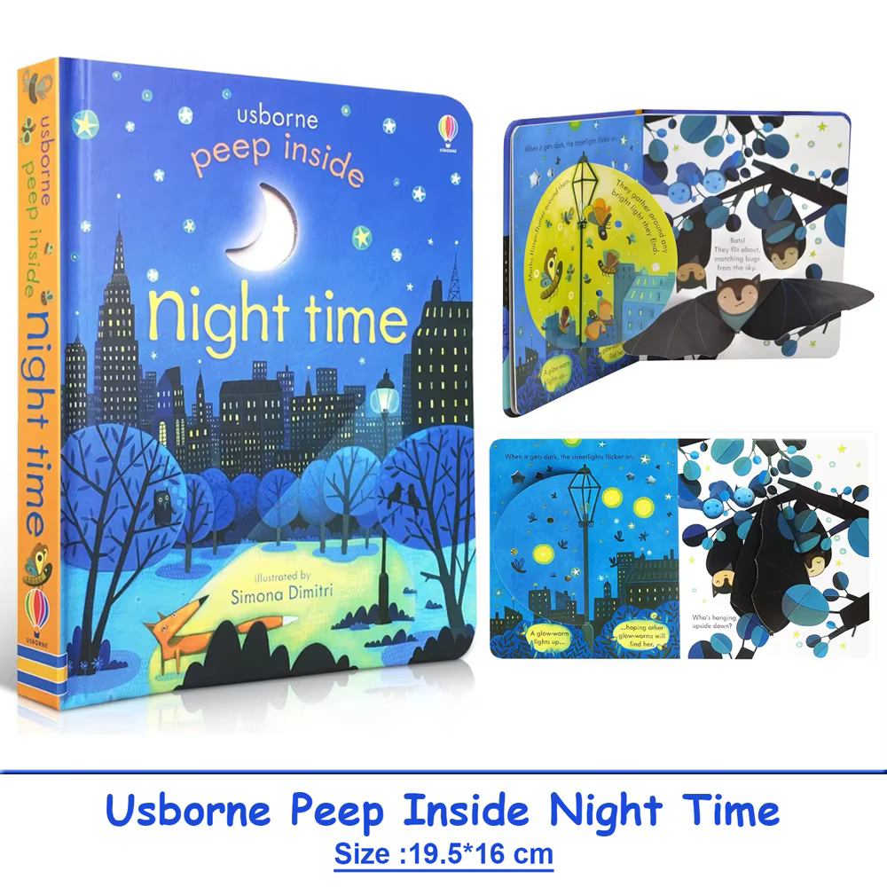 Usborne Peep à l'intérieur de la nuit 3D rabat livre d'images éducatif anglais pour enfants bébé act