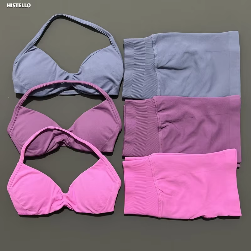 HISTELLO ensemble de gymnastique 2 pièces femmes à bretelles soutien-gorge de Yoga haut d'entraîneme
