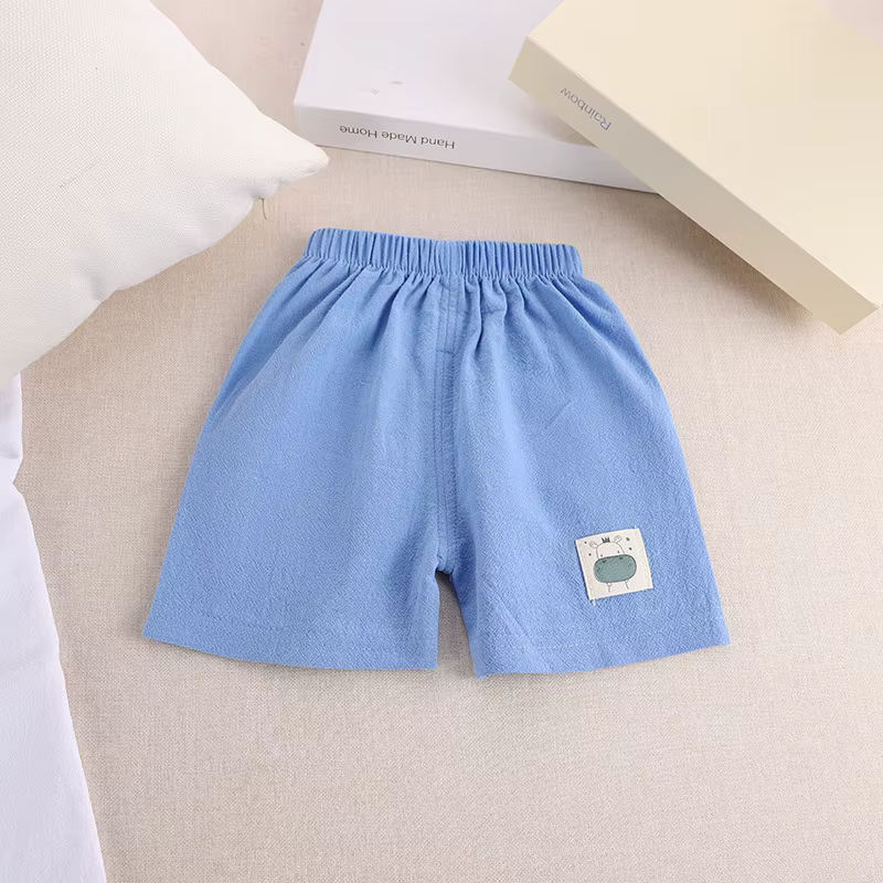 Short d'été en coton et lin de style coréen pour enfants, pantalons courts mignons pour tout-petits,