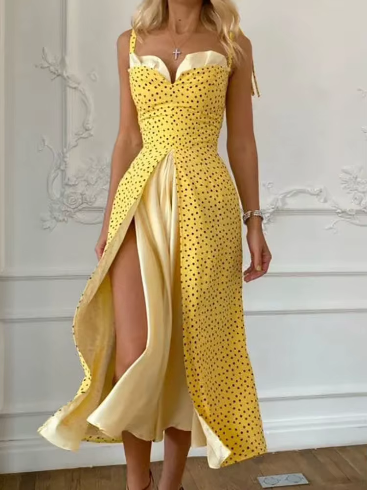 Robe de club de plage fendue pour femmes, robe maxi dos nu à col en V patchwork sexy, élégante robe 