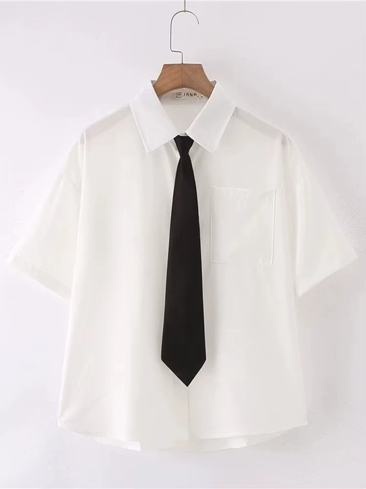 JMPRS – chemise blanche d'été pour femmes, manches courtes, Style JK Preppy, japon, filles, hauts Ha