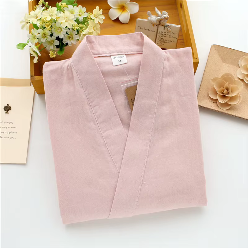 Pyjama Kimono Japonais d'Été pour Couple, 2024 Coton, Ensemble 2 Pièces, Vêtements de Nuit Simples,