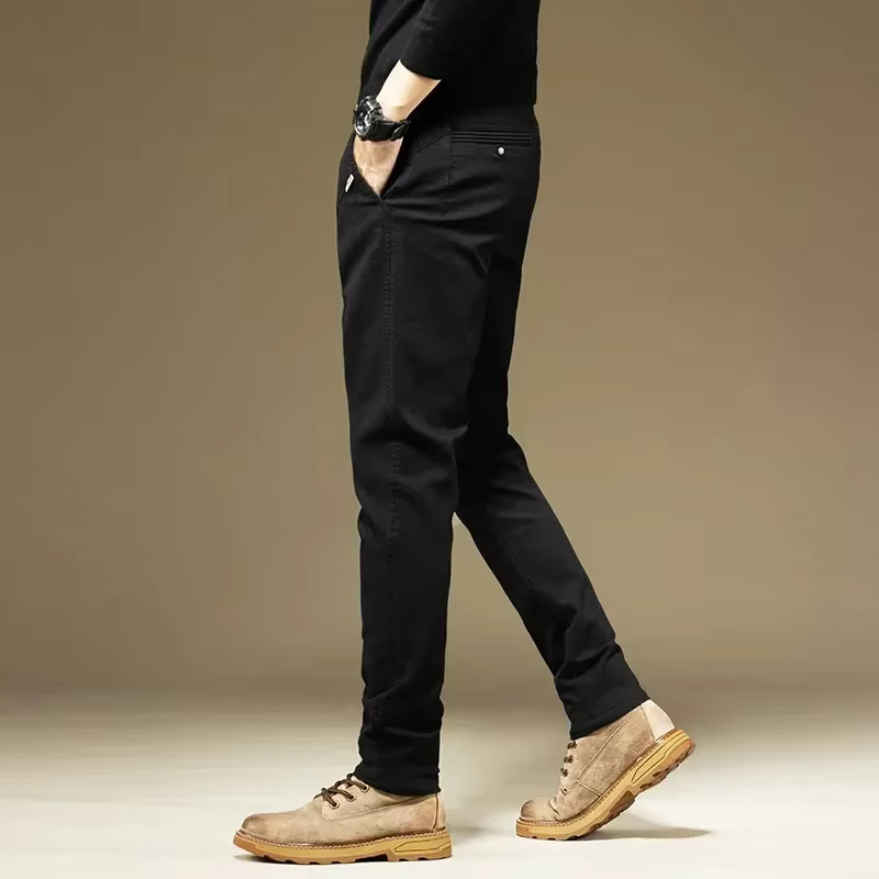 KUBRO hommes pantalons décontracté coton couleur unie printemps automne droit affaires travail panta
