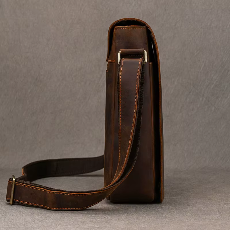 Sac messager Vintage en cuir véritable pour hommes, sac à bandoulière épais en cuir de vache, petit 