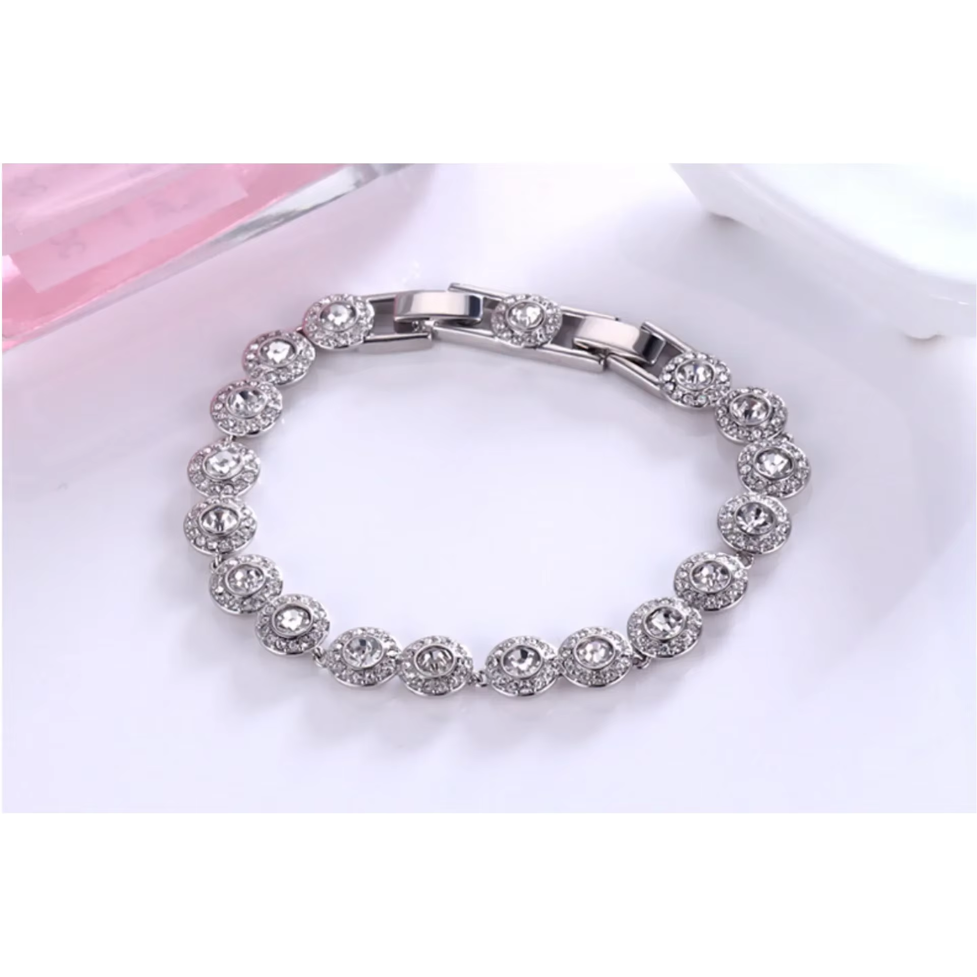 Ensemble de bijoux ronds en cristal, goutte d'eau, haute, à la mode, éblouissant, Bracelet, boucle d