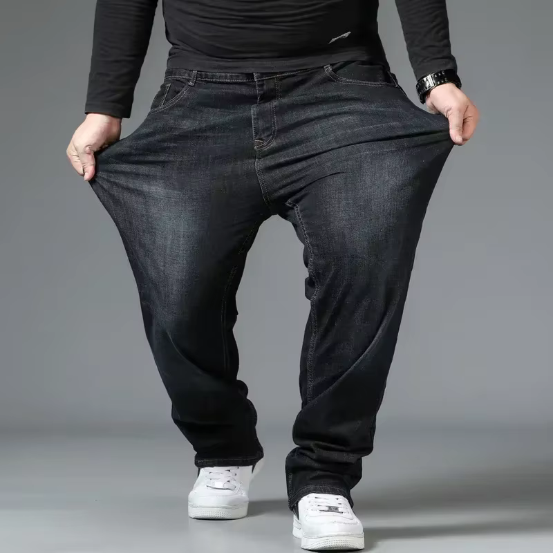Hommes grande taille noir jean 10XL surdimensionné taille haute pantalon ample mari grande taille pa
