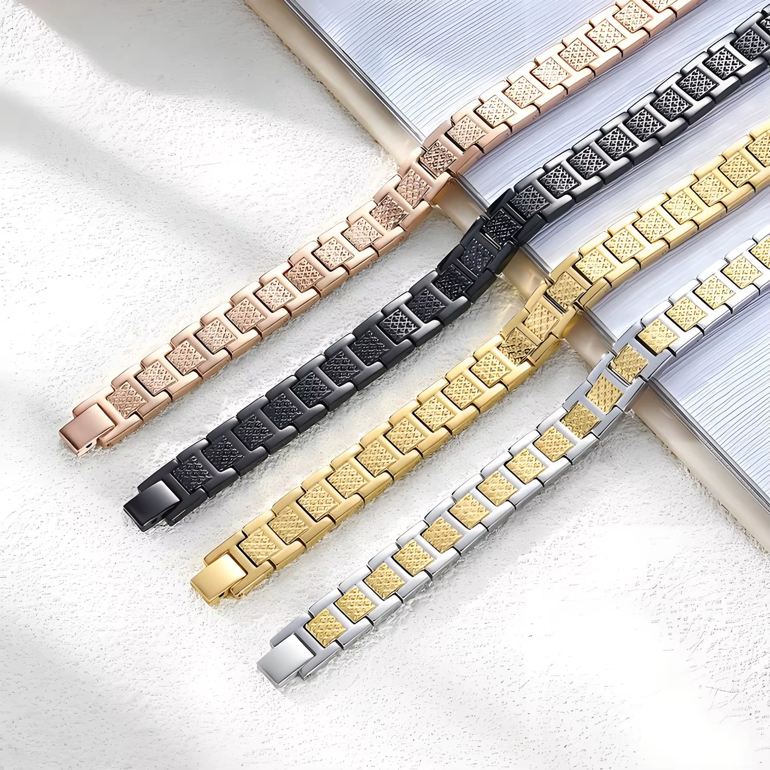ARADOO – Bracelet en titane et acier pour hommes, chaîne à maillons à motif Crocodile, bijoux d'affa