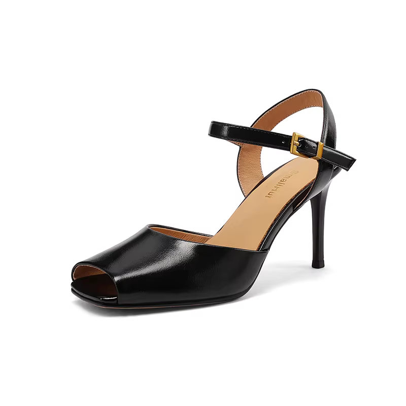 Sandales à bout ouvert tendance SmallHut Nouveauté 2026 pour femme, talons hauts fins, noires et rou