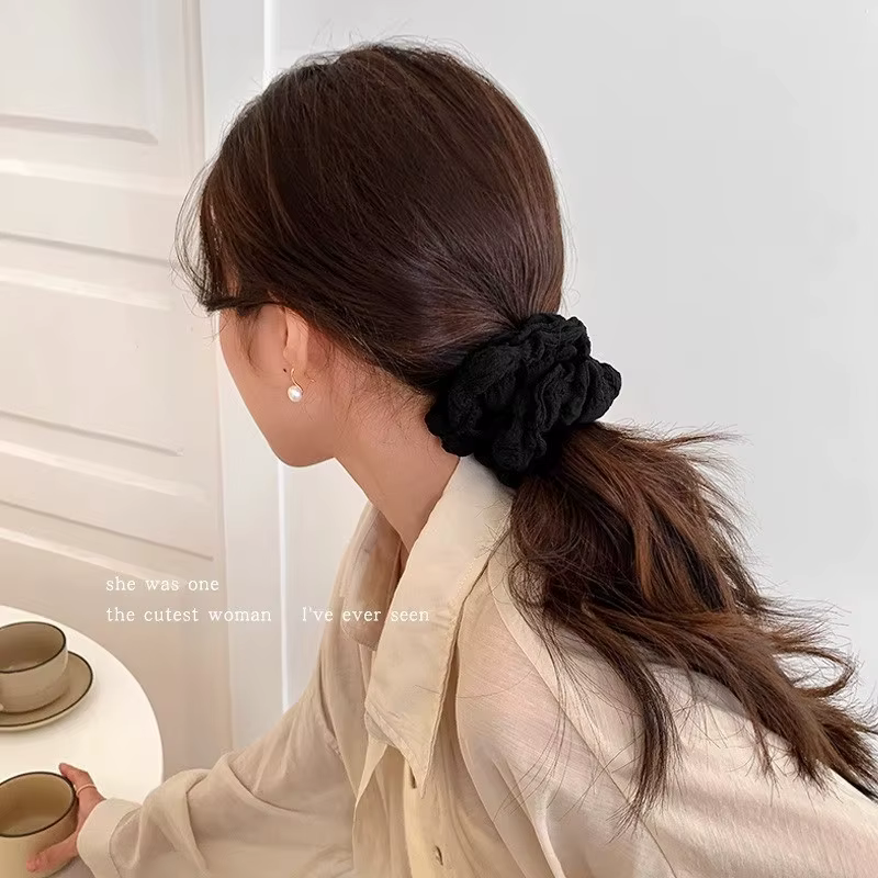 Corde à cheveux de couleur unie pour femmes, motif ondulé, Simple, queue de cheval, anneau de cheveu