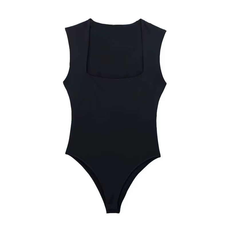 MUJER 2025 noir femme corps col carré sans manches Body femmes bleu blanc Sexy serré Body Lingerie m