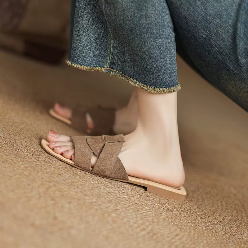 MORAZORA grande taille 34-43 nouvelle vache daim cuir femmes pantoufles mode à la main Mules femmes