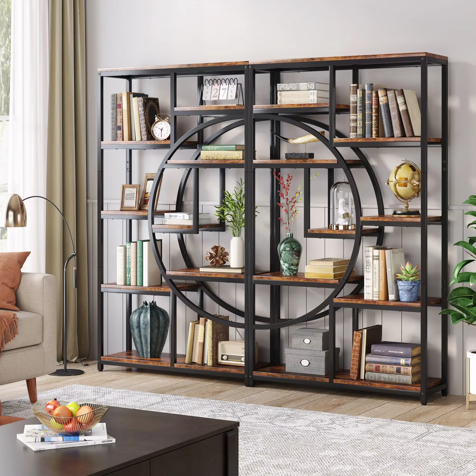 Tribesigns Bibliothèque industrielle Etagere à 5 niveaux, étagères hautes autoportantes, présentoir,