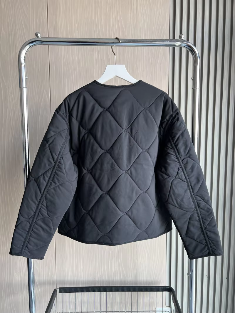 ETJ 2025 printemps nouveau femme vintage col rond matelassé coton rembourré version ample de veste d