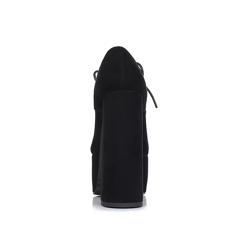 Arden Furtado printemps mouton daim bout rond talon carré plate-forme pompes Super haut talon Sexy à