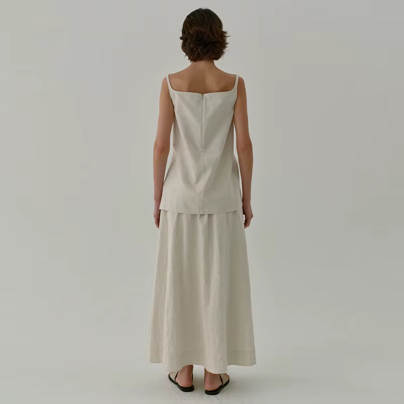 Jupe Chic en lin Vintage fendue sur le côté pour femmes, couleur unie, coton et lin, nouvelles jupes