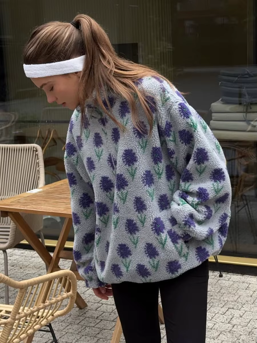 Bornladies femmes automne hiver nouveau polaire Jacquard sweat demi fermeture éclair sweat à capuche