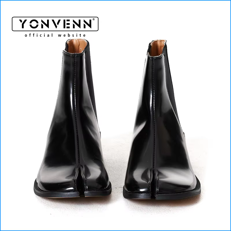 Bottes courtes en cuir véritable Chelsea tabi chaussures à bout fendu sabot de cochon chaussures en 