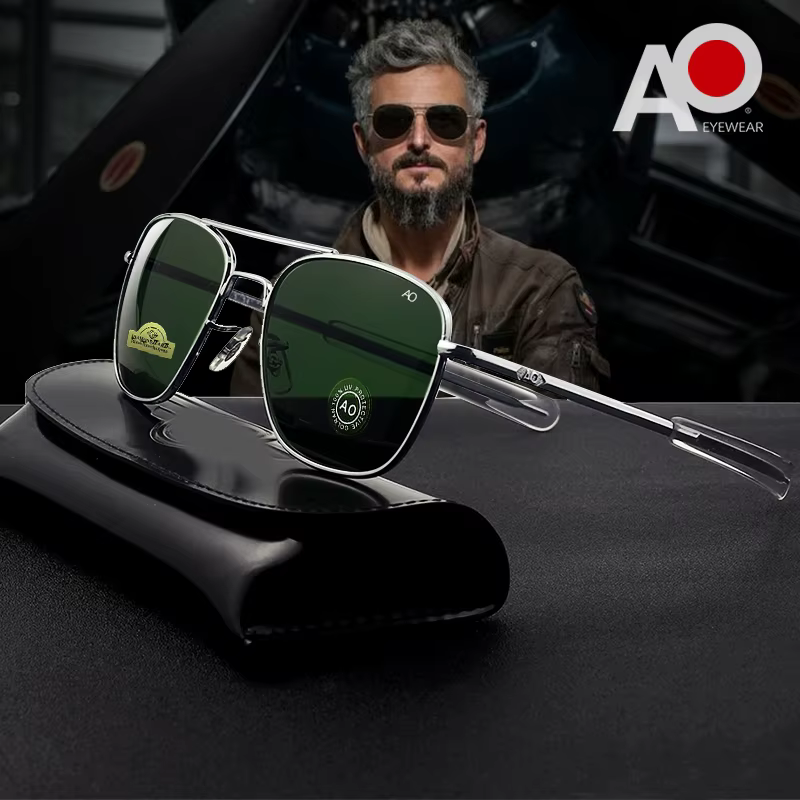1 pièces/3 pièces pilote mode lunettes hommes Top qualité marque concepteur verre trempé lentille AO