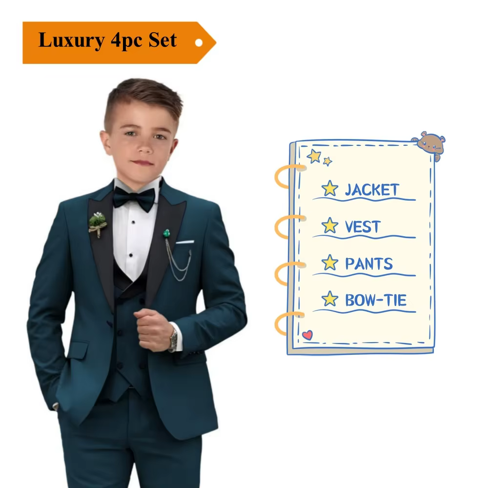 Ensemble de costumes pour enfants de 2 à 14 ans, 4 pièces, bouton unique, costumes formels, Blazer, 